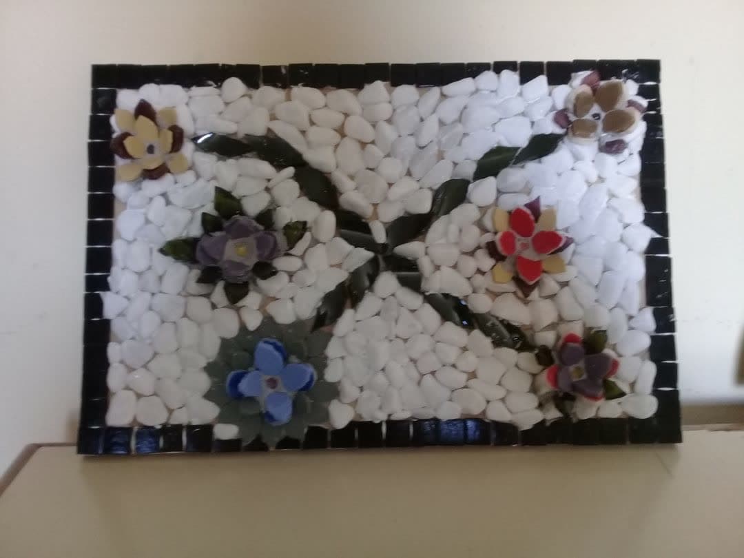 Floral mosaic piece in white from Javier Guerrero's earlier archive.